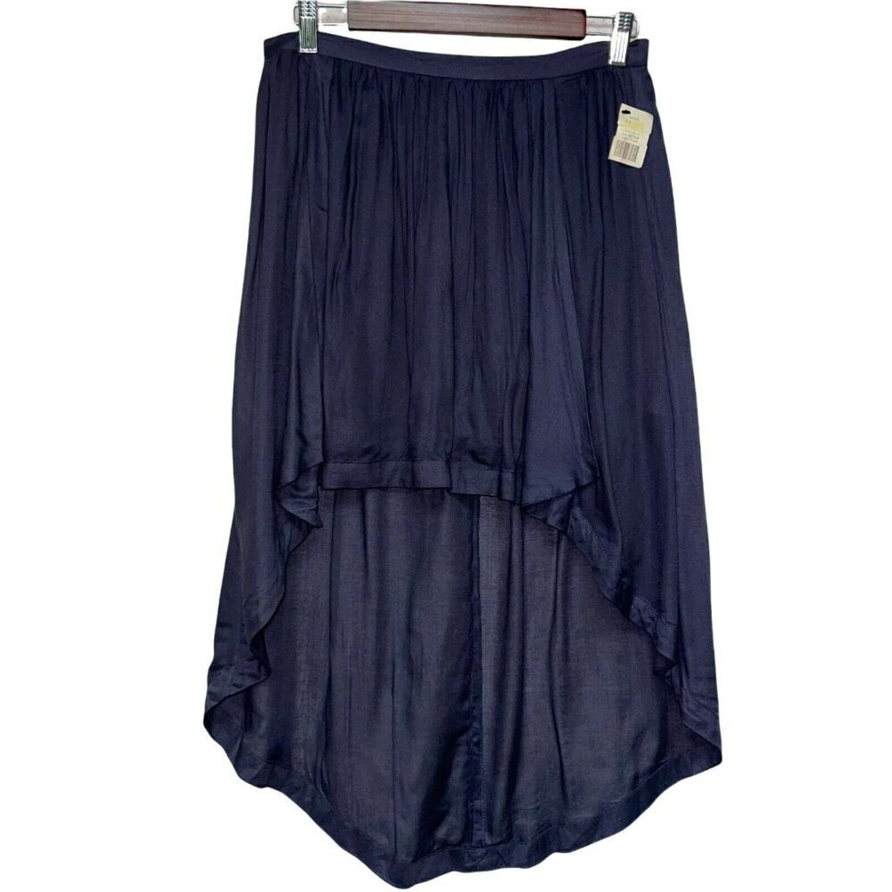 NEW! AKIRA Chicago High Low Blue Navy Pleated Skirt Women's Size Medium